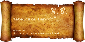 Mateicska Bennó névjegykártya